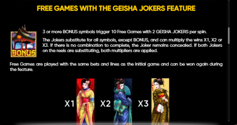 Бонуси и печеливши комбинации Geisha slot